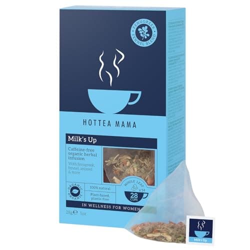 Image of HOTTEA MAMA | Milk’s Up | Breastfeeding & Lactation Support Tea | Organic Fenugreek & Fennel | Caffeine-Free | Herbal Tea | 14 Whole Leaf Biodegradable Bags - Makes 28 Cups