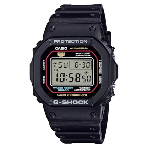 Image of Casio DW-5600RL-1ER G-Shock Digital Quartz Watch with Plastic Strap, Stopwatch, Countdown Timer, Alarm, Day-Date Calendar, 200 Metres Water Resistance, Black/White