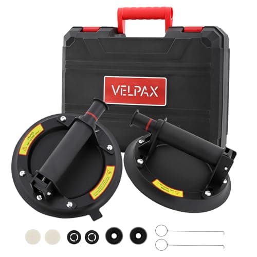 Image of 2 Pack 8 In Glass Suckers Lifters,200KG Lift Capacity,Vacuum Glass Suction Lifter with Carrying, for Tiles, Granite, Metal & Windows