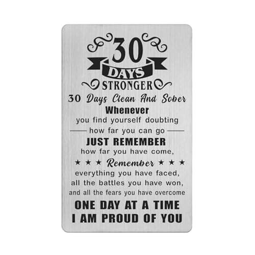 Image of Richesele 1 Month AA Sobriety Gifts for Women Men - 30 Days Stronger and Sober Card - 30 Day Addiction Recovery Engraved Wallet Cards Token