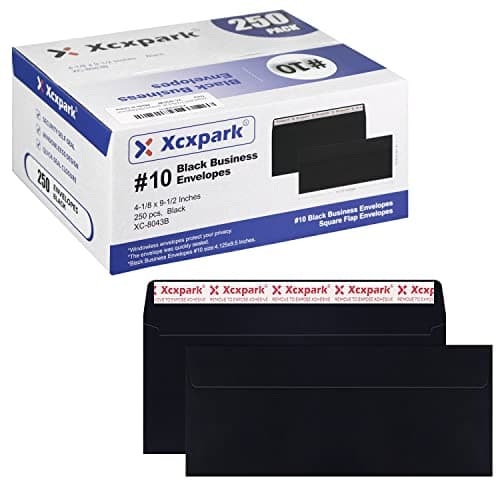 Image of Xxcxpark 250 PCS #10 Black Self Seal Kraft 4-1/8 x 9-1/2 inches Security Envelopes, Windowless Invisible Envelopes Super Strong Quick Seal Envelopes Security Tint Pattern Secure