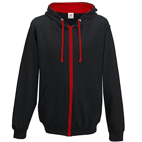 Image of Stars and Stripes Contrast BLACK with RED full zip Hoodie XLARGE
