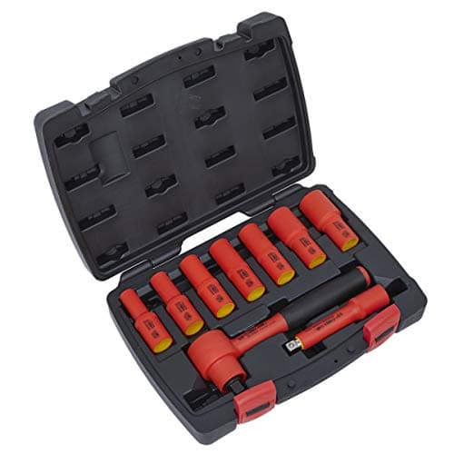 Image of Sealey Ak7942 Insulated Socket Set 9Pc 3/8In Sq Dr 6Pt Walldrive Vde Approved