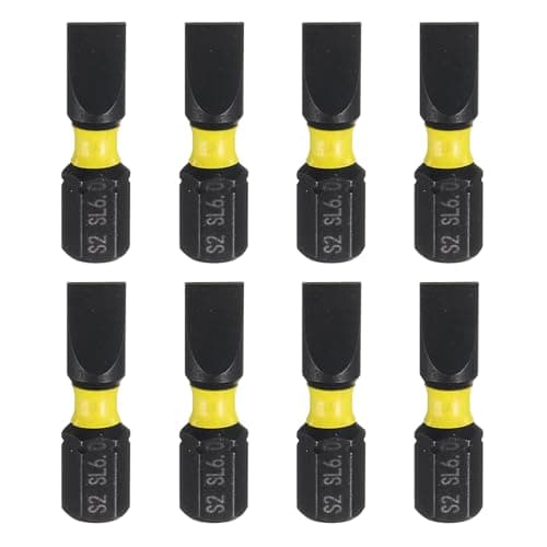 Image of sourcing map 8pcs SL6 Slotted Screwdriver Bit 1/4" Hex Shank 25mm/1" Length Magnetic Flat Head Hex Bits S2 Steel Screw Driver Bit Industrial Grade Electric Drill Bits