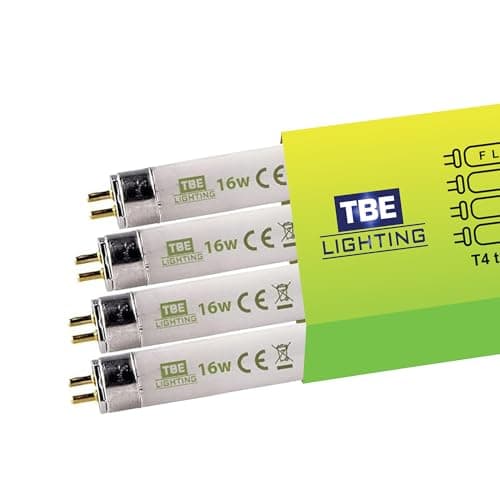 Image of TBE Lighting T4 16w Fluorescent Tube Lamps 480mm - 4 Pack of CFL Bulbs - G5 2-Pin Base fittings - T4 High Efficiency Lamps, Soft White 3500K