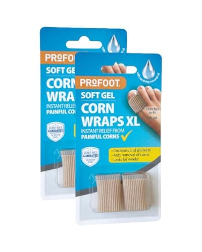 Image of Profoot Soft Gel Corn Wraps XL - Instant Relief from Painful Corns - Contains Soft Gel, Reduces Pressure and Friction - Contains 3 Washable & Reusable Toe Wraps - for Bigger Toes (2 Pack)
