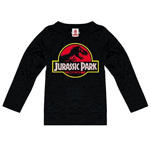 Image of Logoshirt® Jurassic Park I T-Rex I Logo I Print Long Sleeve Top I Kids I Boys & Girls I Crew Neck I Cotton I Black I Original Licensed Product I Size 7-8 Years