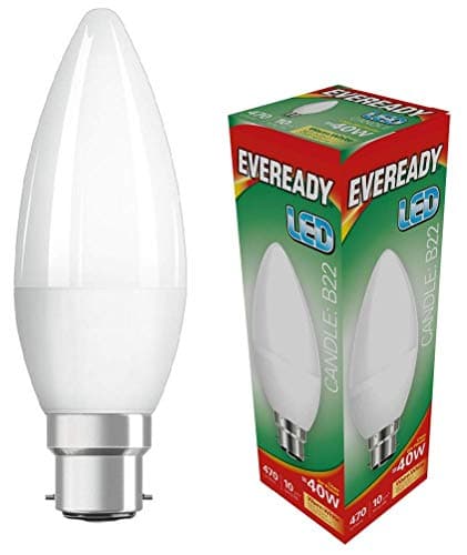Image of Eveready 6w (=40w) LED Opal Candle Bulb – Bayonet Cap (BC) Warm White / 3000k