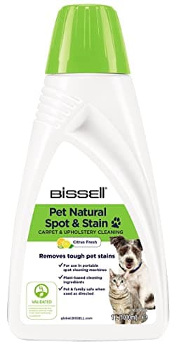 Image of BISSELL Pet Natural Spot & Stain, Cleaning Solution for BISSELL SpotClean Portable Carpet Cleaners, For use on carpet, upholstery, area rugs and car interiors, 1L, 3370