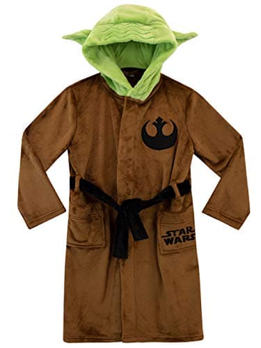 Image of Star Wars Boys Dressing Gown | Yoda Fleece Dressing Gown | Boys Bathrobe Brown Age 5 to 6 Years