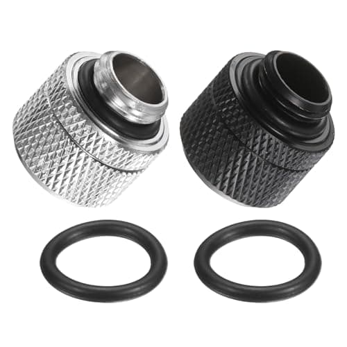 Image of Nexarelle 2-Pack G1/4" Thread 3/8 in ID 1/2 in OD Quick Tighten Compression Fitting - Durable Hard Tubing Compression Fitting for Soft Tubing, Computer Water Cooling System, Black, Silver