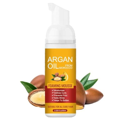 Image of Argan Oil Curl Defining Mousse, Hydrating Foaming Styling Mousse for Curly Hair, Anti-Frizz Long-Lasting Hold, Enhances Waves Curls, Lightweight Volumizing Adds Shine Elasticity for Men and Women