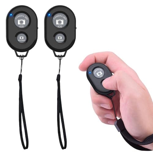 Image of 2 Pack Wireless Camera Remote Shutter, Bluetooth Control Selfie Button for Photos and Videos, Bluetooth Remote Control for Smartphones, Compatible with all IOS Android Devices, 2 Wrist Strap Included