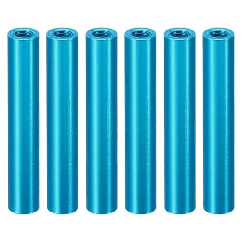 Image of PATIKIL 6pcs M3 Metal Threaded Standoff Spacer Nuts, Round Aluminum Spacers Female Coupling Screws, 1/8" ID x 3/16" OD, Blue, (30mm L)