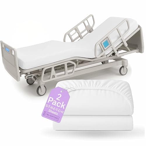 Image of 2 Pack Fitted Hospital Bed Sheets - Cotton Rich Soft Knitted Jersey Sheet 36” x 84” x 12”