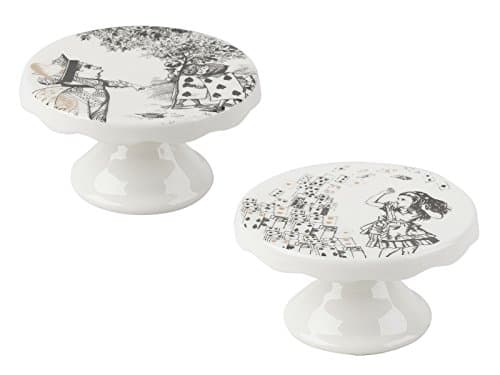 Image of V&A Alice in Wonderland Mini Cake Stands,White,10 x 10 x 5.3 cm - (Set of 2)