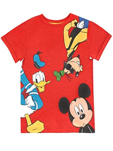 Image of Disney Boys Mickey Mouse Goofy Donald Duck T-Shirt Red Age 7 to 8 Years