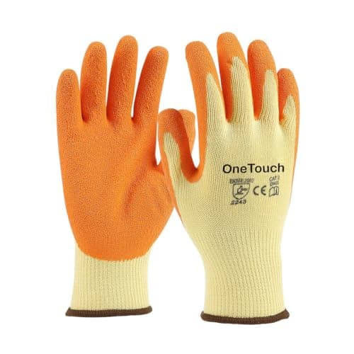 Image of A406 12 Pair Orange Latex Coated Gloves Rubber Work gloves for Builders Gardening Scaffolding work safety gloves (Large/8)