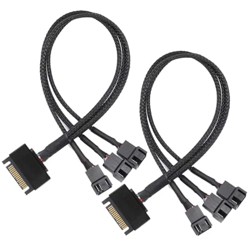 Image of Gebildet 2pcs SATA to 3 Way 3 Pin / 4 Pin PMW 12V PC Case Fan Power Adapter Cable, 3-Pin or 4-Pin (PWM Connector) to 15 Pin SATA Computer Cooler Cooling Fan Power Cable