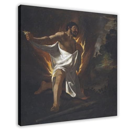 Image of WCYB The Death of Hercules Prints Posters Canvas Deco Paintings Wall Art For Office Living Room Frame 12" L X 12" W
