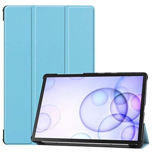 Image of SATURCASE Case for Samsung Galaxy Tab S6 10.5 SM-T860 T865, PU Leather Flip Foldable Folio Stand Protective Tablet Cover with Auto Sleep/Wake Function (Sky Blue)