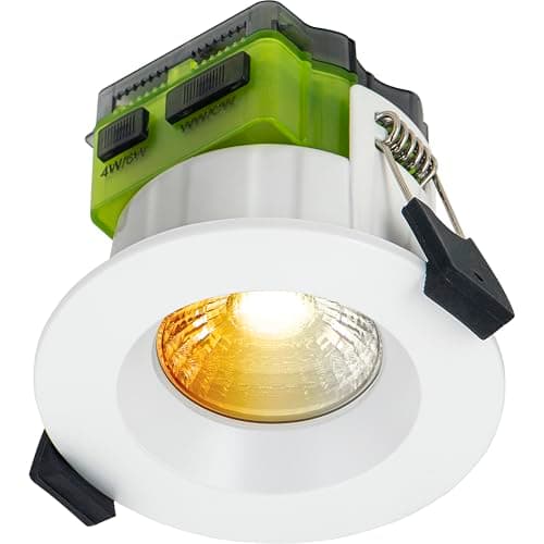 Image of Luceco LED Recessed Downlight with Power Change & Dim2Warm Colour Change, Fire Rated, Dimmable, Spotlight for Kitchen and Bathroom, FType MK2, White, IP65, 4W/6W, 690lm, 3000-2400K & 4000K, FTR6WD2W