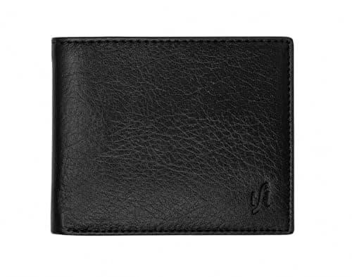 Image of STARHIDE Men’s Genuine Leather Wallet Black – RFID Blocking Trifold Wallet with Coin Pocket, ID Window & 7 Card Slots – Gift Boxed Men’s Wallet 1217