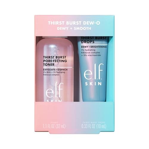 Image of e.l.f. SKIN Thirst Burst Dew-O, Travel-Sized Skincare Set, Exfoliating Facial Toner & Hydrating Serum Drops, Gives Skin a Dewy, Bouncy Glow, Vegan & Cruelty-Free