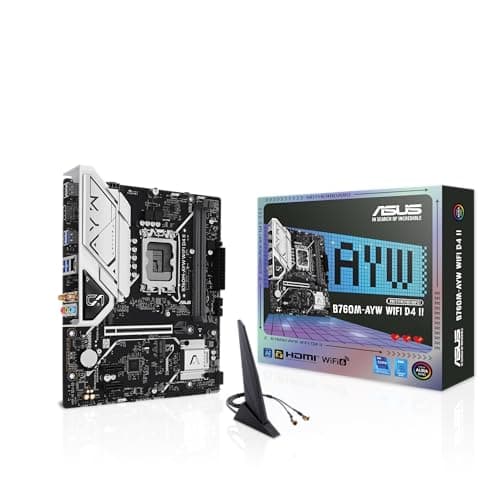 Image of ASUS B760M-AYW WiFi D4 II Intel B760 (LGA 1700) microATX mATX Motherboard, PCIe 5.0 x16 Support, Two M.2 Slots, DDR4, Realtek 2.5Gb Ethernet, Wi-Fi 6, HDMI, SATA 6Gbps, Front USB 5Gbps, Aura Sync