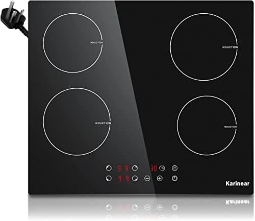 Image of Karinear Induction Hob, 4 Zones Built-in Induction Hob 60cm, with Touch Control 9 Power Level & Child Safety Lock, Timer, Black Crystal Glass