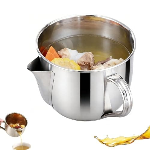 Image of Fat Separator with Dual Spout Design, Stainless Steel Gravy and Sauce Strainer, Fat Separator Jug, Skimming Grease from Roasts Sauces Stock with Cool Touch Handle, Stew Cooking for Kitchen (500ml)