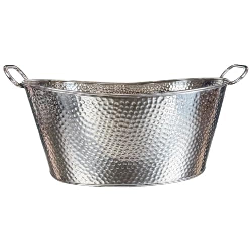 Image of Buckingham Beverage Tub Hammered Stainless Steel Large Ice Bucket Drinks Cooler for Parties Events & Home Use Multi Purpose Wine Beer Storage Tub 22 Litre 47 cm