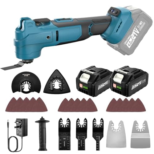 Image of blayram Cordless Oscillating Multi Tool for Ma-Kita 18V Battery, Brushless Multitool with 2 * 4.0Ah Batteries, 6 Variable Speed, 23Pcs Accessories for Separating, Grinding and Scraping