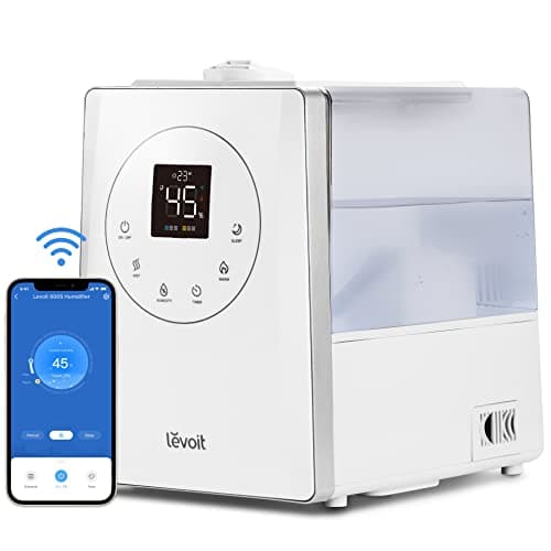 Image of Levoit Smart Humidifiers for Bedroom Large Room Home , 6 L Top-Fill Warm & Cool Mist Humidifier for Plants | Baby, Intelliengent Humidity Monitor - Essential Oil & Timer, Up to 50H for 70 ㎡, White