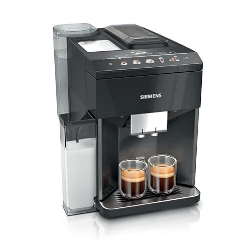 Image of SIEMENS EQ500 Fully Automatic Bean to Cup Coffee Machine with Home Connect, coffeeSelect Display, oneTouch DoubleCup, 9 Coffee Beverages, autoMilk Clean, TQ518GB3 in Dark Inox