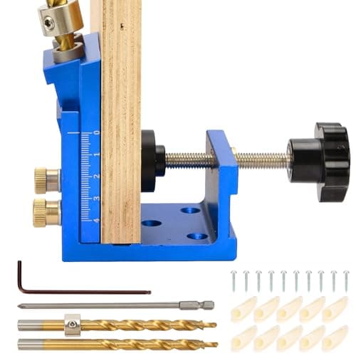 Image of GQGP Pocket Hole Jig Kit, Metal Pocket Screw Jig System Set with Adjustable Drill Guides for 15 Degree Angle Holes, Precision Woodworking Angle Joint Locator Tool