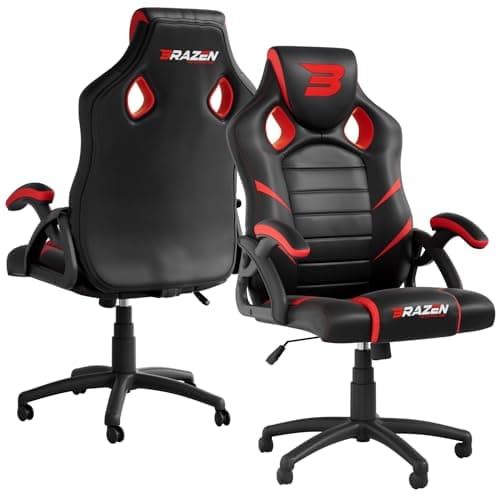 Image of BraZen Puma PC Gaming Chair for Adults Ergonomic Office Computer Chairs Gaming for Adults Video Games Seat Ergonomic Office Computer Video Games Seat Black Red