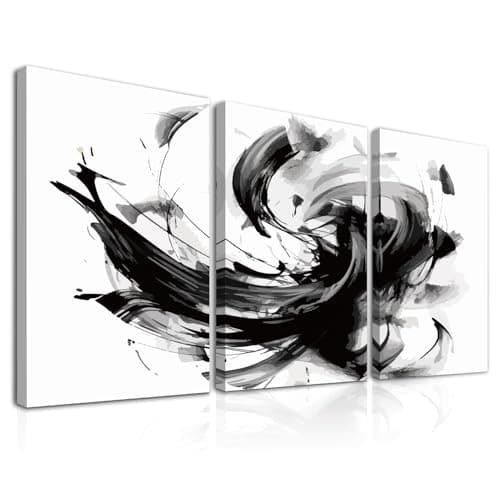 Image of Dazzlewall 3Pcs Framed Black and White Wall Art Decor, Modern Abstract Wall Art Pictures for Bedroom Living Room Decor 12x16 in