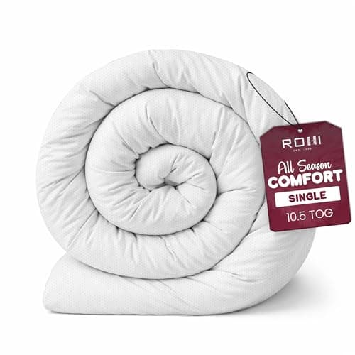 Image of Rohi Anti Allergy Single Duvet 10.5 Tog – All Season Duvets – Soft & Breathable Luxurious Hollowfibre Quilt with Corvin Cover – Midweight Comforter Single Bed Duvet (All Season)