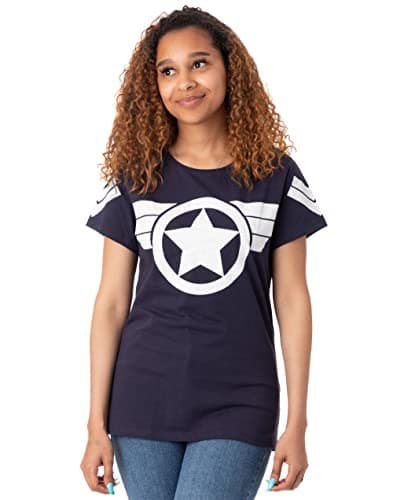 Image of Captain America Super Soldier Women's Navy White T-Shirt
