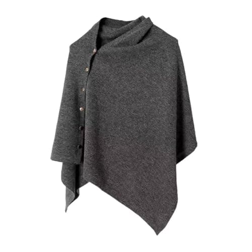 Image of Makroyl Women's Button Multiway Ponchos Shawl Wrap Knitted Cashmere Feel Versatile Cardigan Cape Scarf for Winter (Dark-Grey)