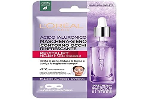 Image of L'Oréal Paris Revitalift Filler Eye Contour Mask with Anti-Summer and Refreshing Action, Hydrates and Smoothing Rudes with Hyaluronic Acid and Caffeine Pura