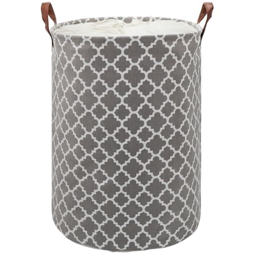 Image of Maxsilan 60L Large Laundry Basket with Drawstring, Collapsible Laundry Hamper with Handle, Round Folding Washing Storage for Bedroom, Bathroom, College Dorm, Grey