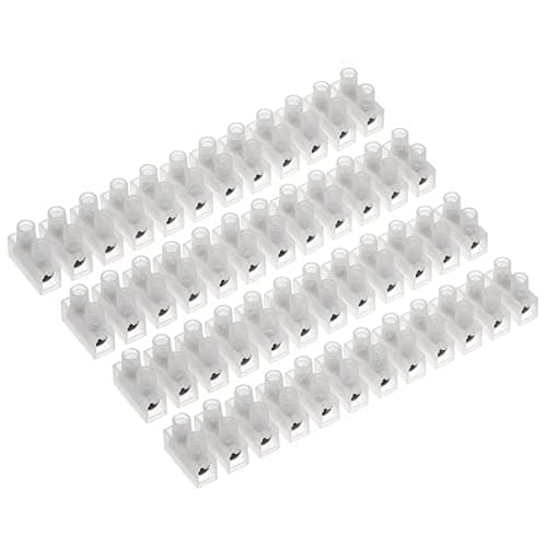 Image of AUKENIEN 5A / 6A Electrical Connector Blocks 5/6 Amp 12 Way White Terminal Block Strip Electric Wire Connectors Choc Blocks Connecting for Wiring Cable (Pack of 4)