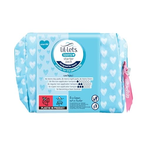 Image of Lil-Lets Teens Starter Pack, Containing Teen Pads, Teen Pant Liners & Lil-Lets Non-Applicator Tampons, First Period Kit for Girls & Teenagers