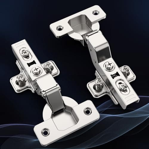 Image of Furniware Pack of 4 Soft Close Hinges for Cupboards - Inset 3D Adjustable Nickel Concealed Kitchen Cabinet Door Hinges