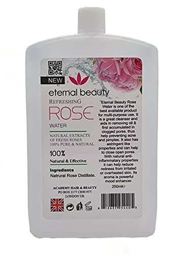 Image of Rose Water – 100% Natural Extracts of Fresh Roses, Pure & Refreshing Facial Toner, Skin Hydration Mist, Suitable for Face, Hair & Body – 250ml by Eternal Beauty