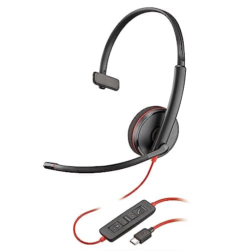 Image of Poly Blackwire 3210 Wired Headset - Noise-Canceling Mic - Single-Ear Design - Connect to PC/Mac via USB-C or USB-A - Works w/Teams, Zoom