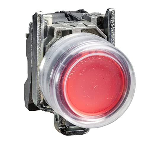 Image of Schneider Electric Harmony XB4 - Booted Push Button Switch, Metal, Spring Return, 1NC, 22 mm Mount, Unmarked, Projecting Operator Profile, XB4BP42, Red