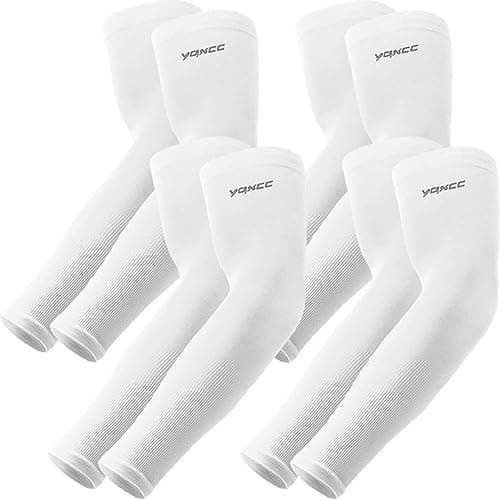 Image of YQXCC 4 Pairs Arm Sleeves | Cooling UV Sun Protection | Sports Compression | for Men Women | for Golf Basketball Football